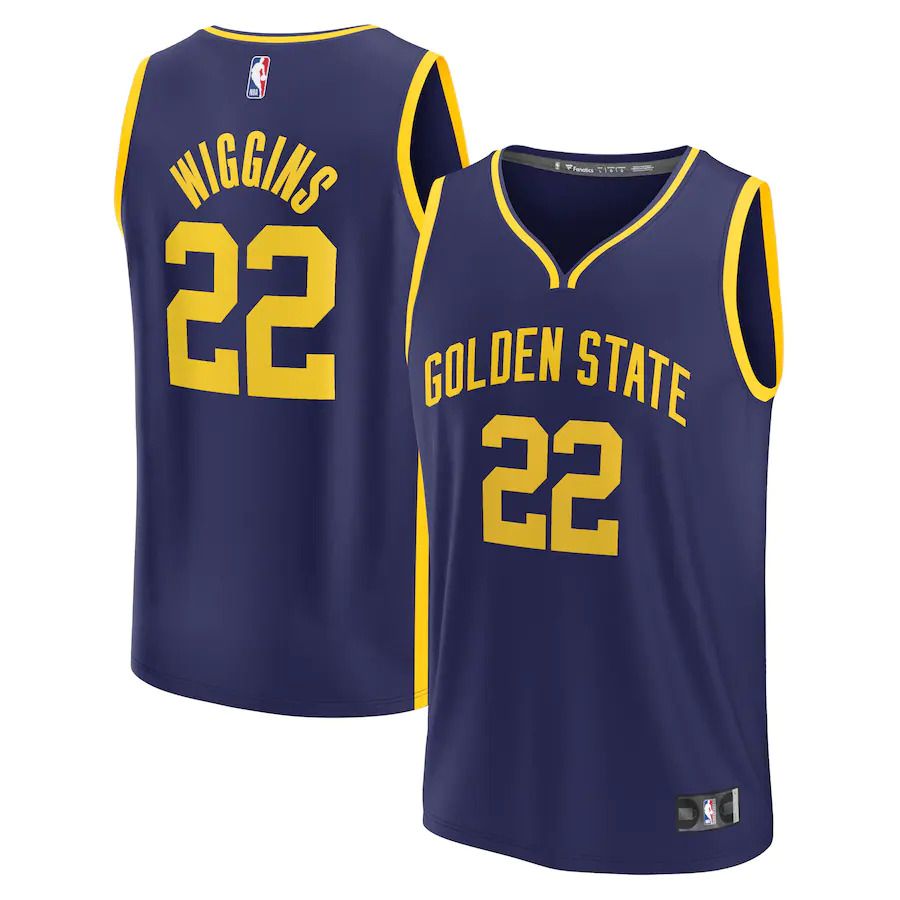Men Golden State Warriors #22 Andrew Wiggins Fanatics Branded Navy Statement Edition 2022-23 Fast Break Replica Player NBA Jersey